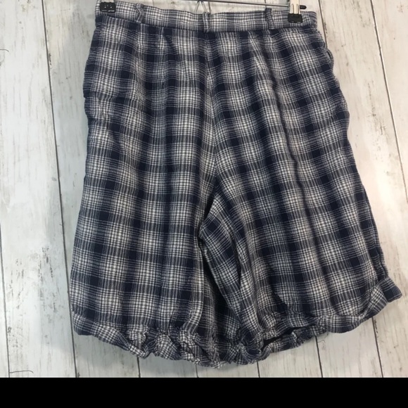 Vintage Talbots Linen Blend Cuffed High Rise Checkered Shorts 10 - Picture 2 of 9